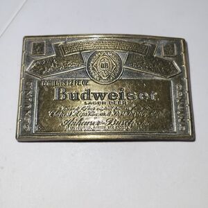 BUDWEISER Belt Buckle ~ Unisex Anheuser-Busch ~ Bronze Color Metal ~ 3"